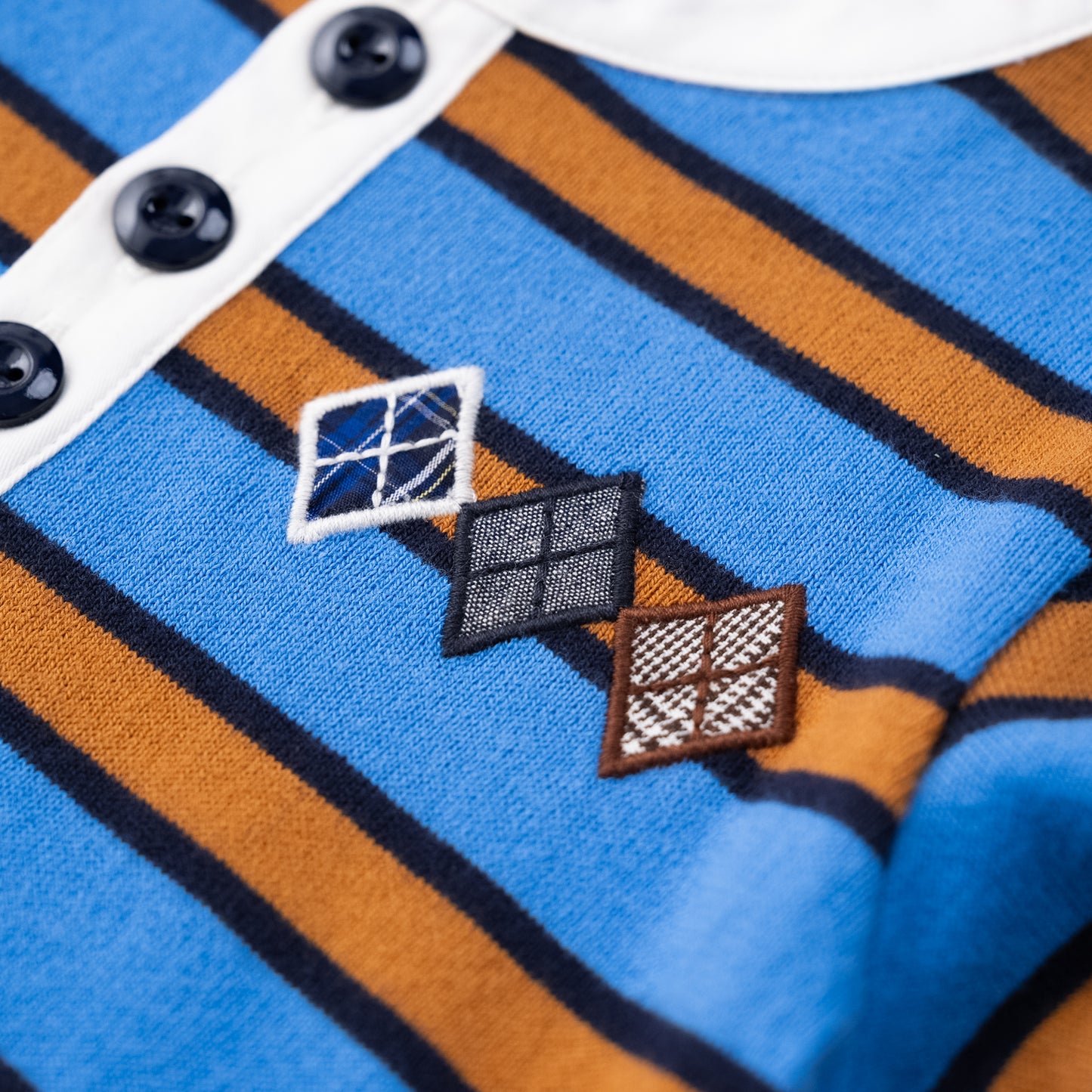 ヘンリーネックボーダーTシャツ　BLUE