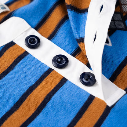 ヘンリーネックボーダーTシャツ　BLUE