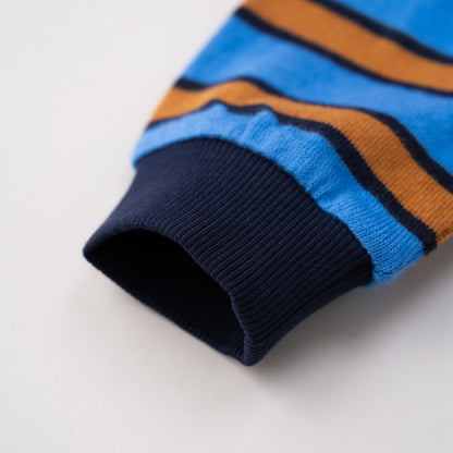 ヘンリーネックボーダーTシャツ　BLUE