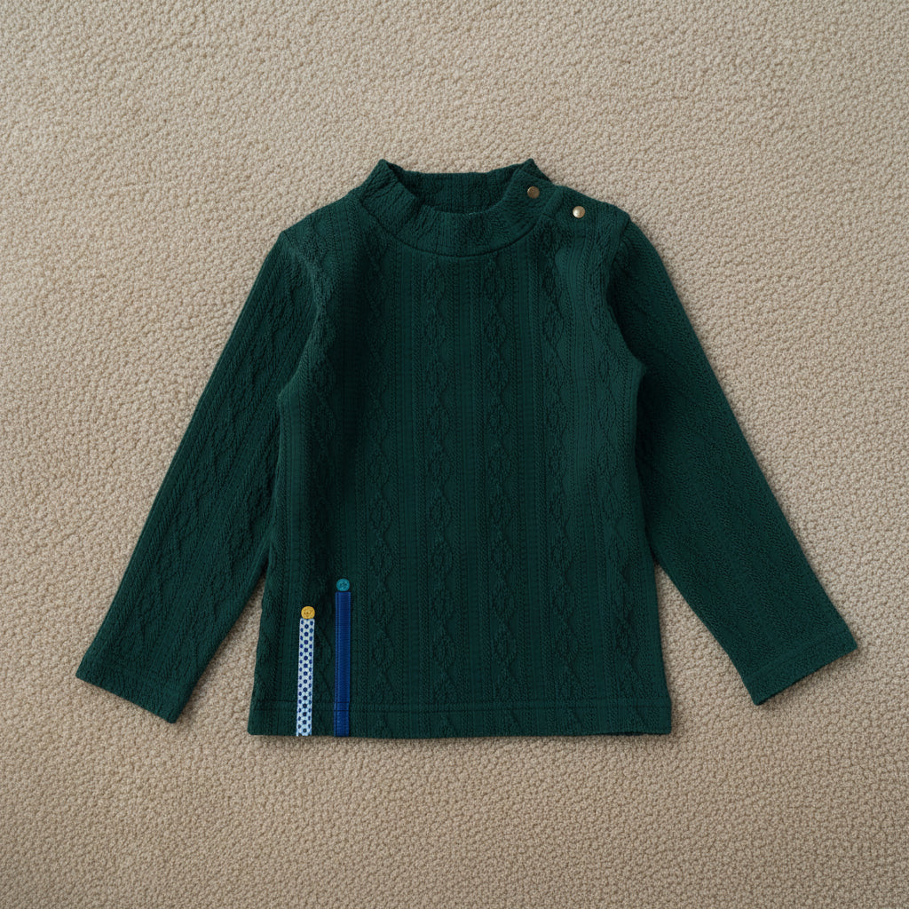 ケーブルニットハイネック　GREEN