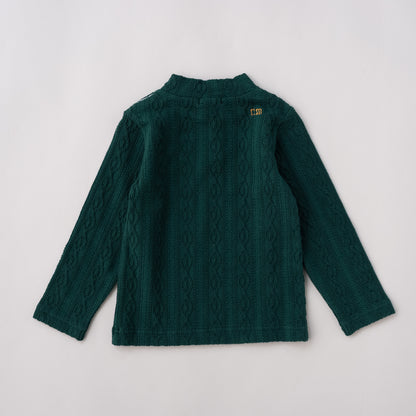 ケーブルニットハイネック　GREEN