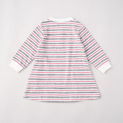 ヘンリーネックボーダーワンピース　OFF-WHITE