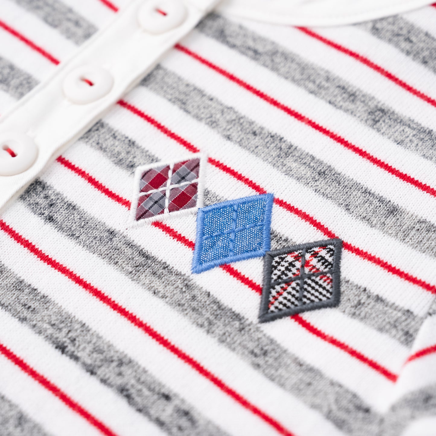 ヘンリーネックボーダーワンピース　OFF-WHITE