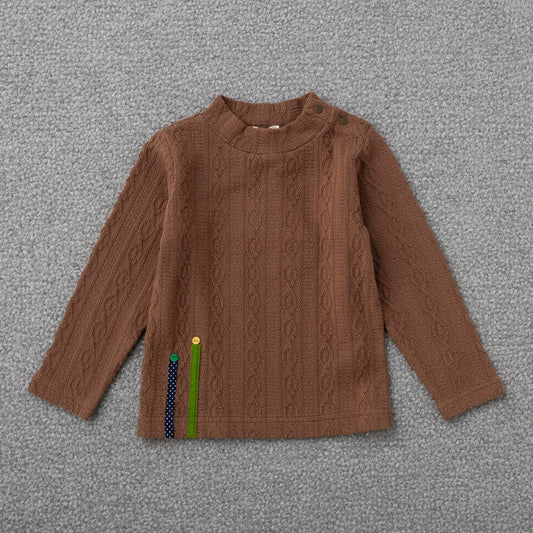 ケーブルニットハイネック　BROWN