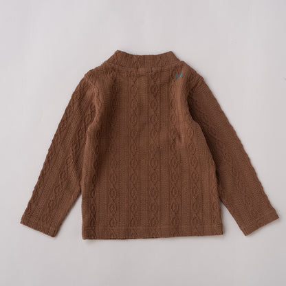 ケーブルニットハイネック　BROWN
