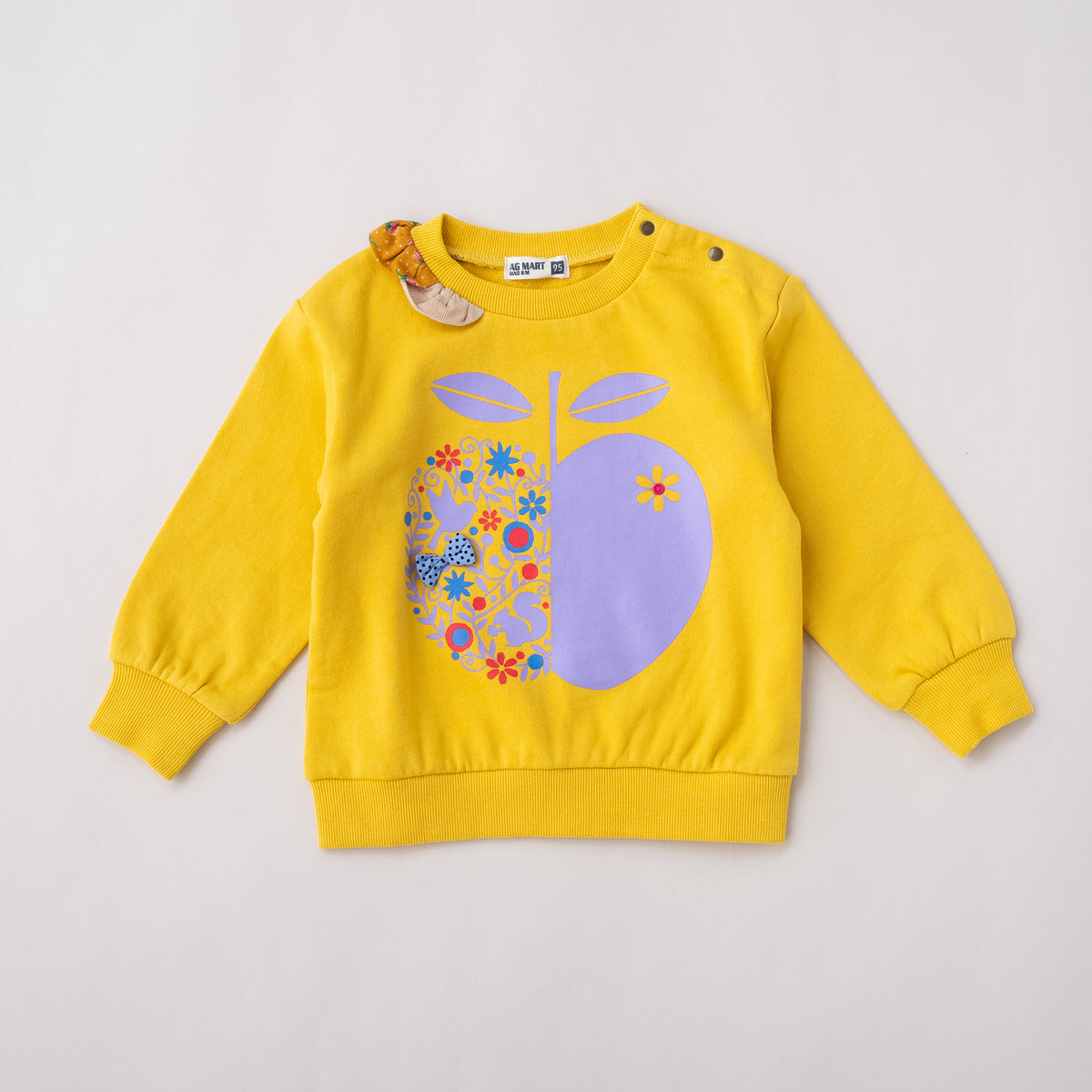 プリントモチーフトレーナー【リンゴ】　YELLOW