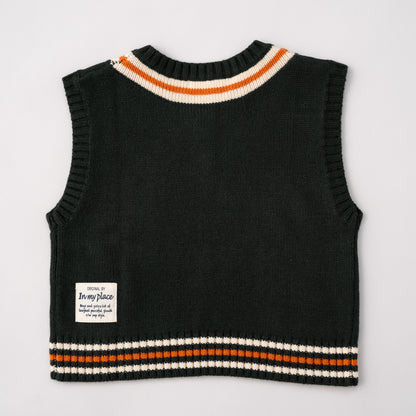 Vネックニットベスト　GREEN