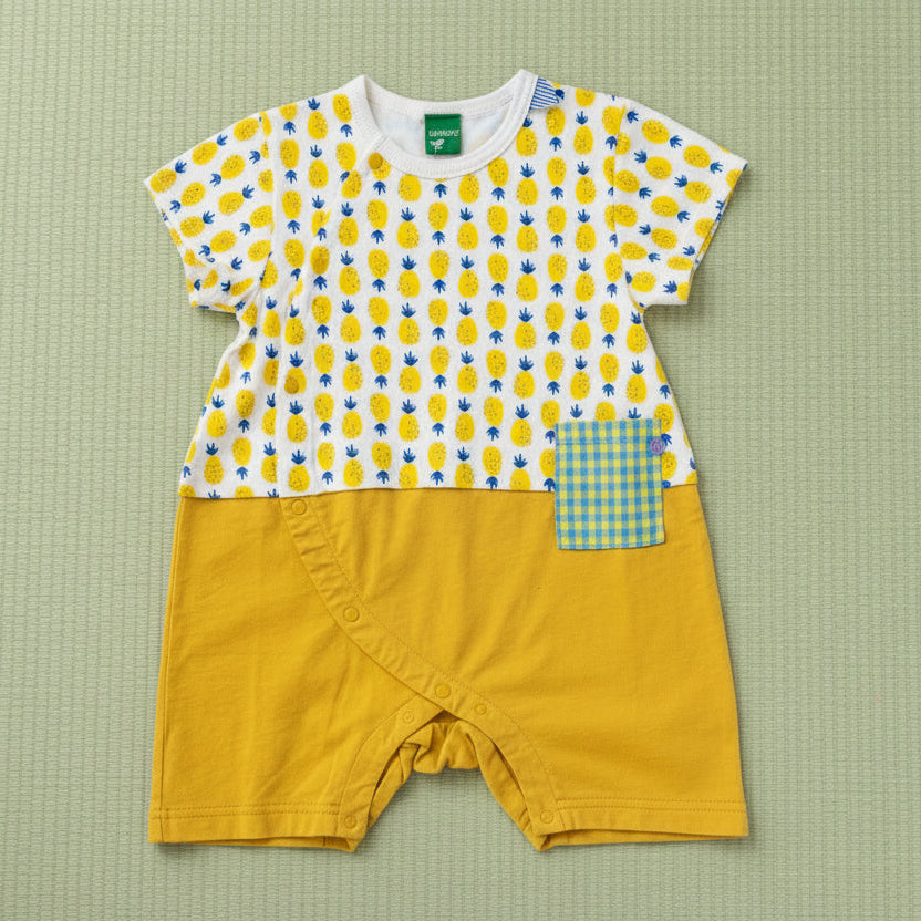 ベビープリントロンパース【パイン】　YELLOW