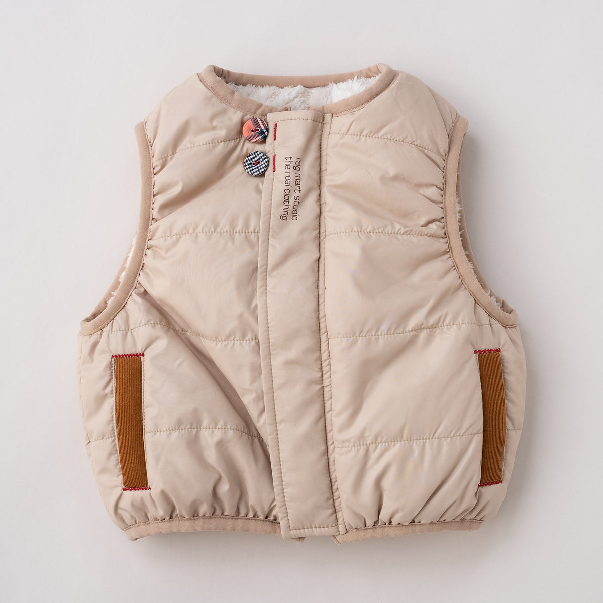 リバーシブルナイロンベスト　BEIGE