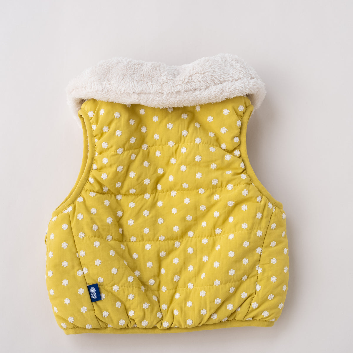 刺繍丸襟リバーシブルベスト　YELLOW