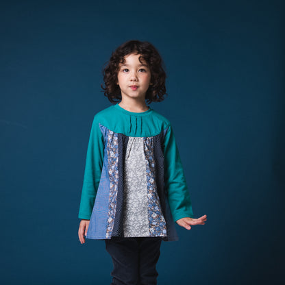 パッチワークチュニックTシャツ　GREEN