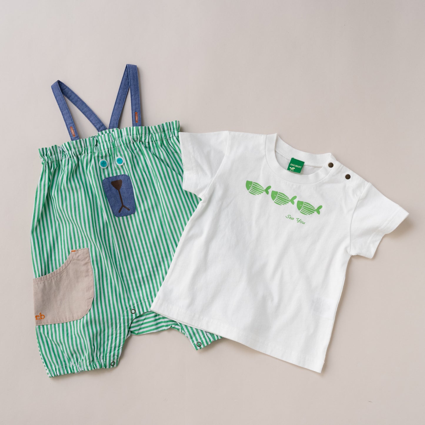 サロペット＆Tシャツセット　STRIPE