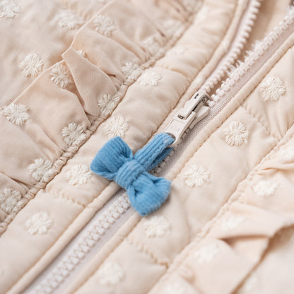 刺繍丸襟リバーシブルベスト　IVORY