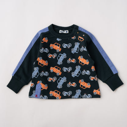 くるま＆バイク総柄トレーナー　GREEN