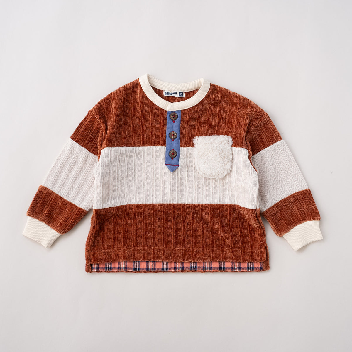 ヘンリーネックモールニットトレーナー　BROWN