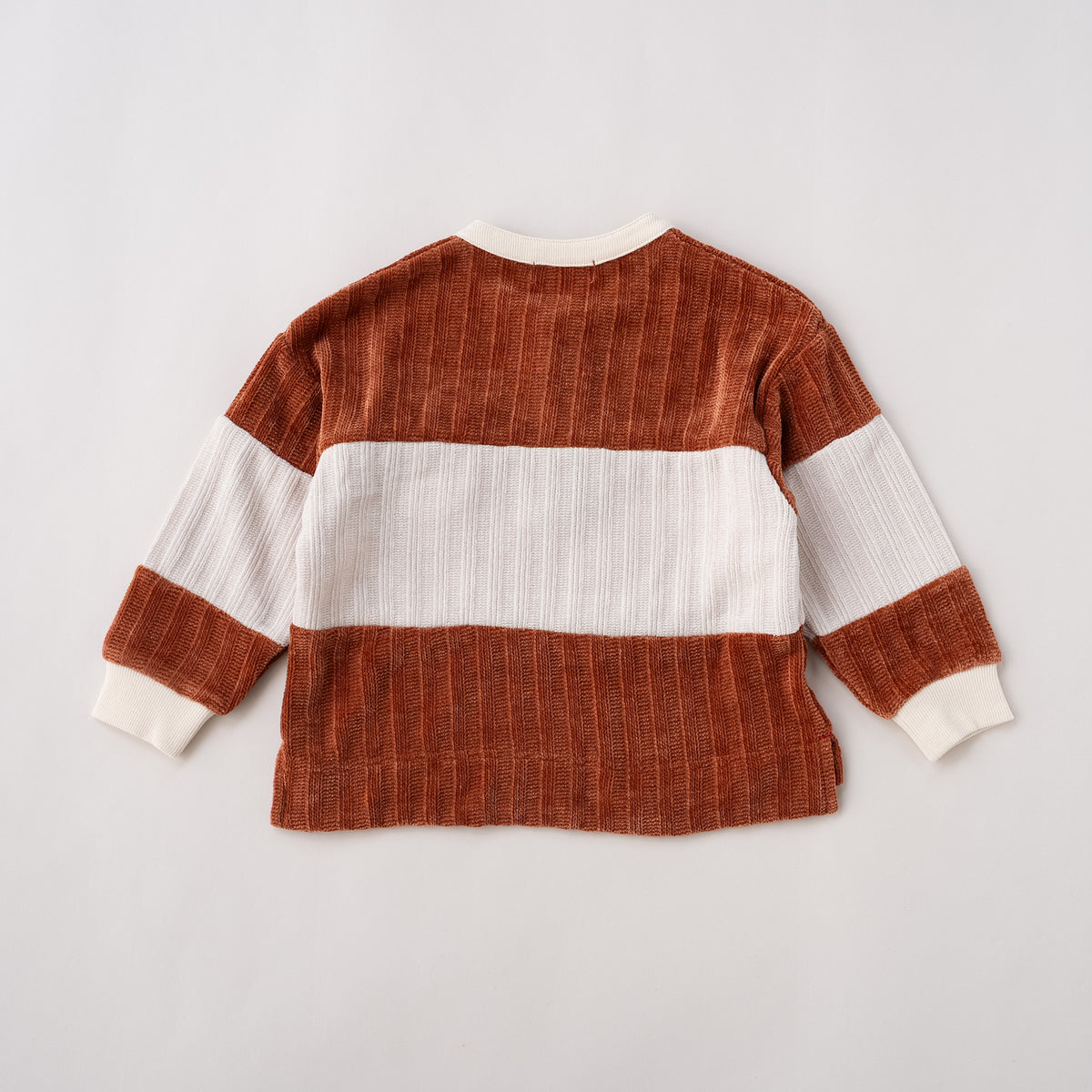 ヘンリーネックモールニットトレーナー　BROWN