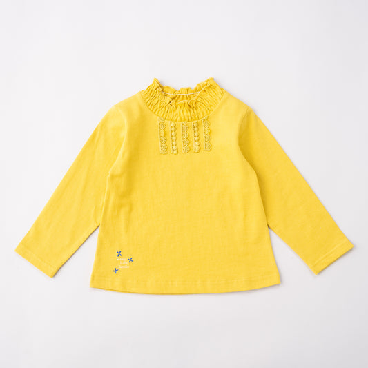 フリルハイネックTシャツ　YELLOW