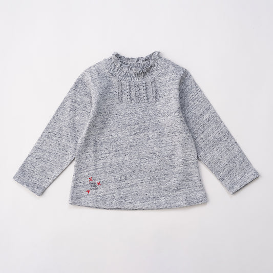 フリルハイネックTシャツ　GRAY