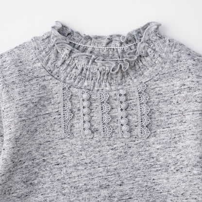フリルハイネックTシャツ　GRAY