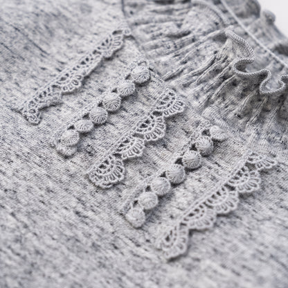 フリルハイネックTシャツ　GRAY