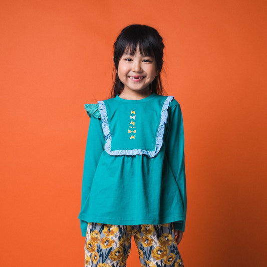 リボンフリルTシャツ　GREEN