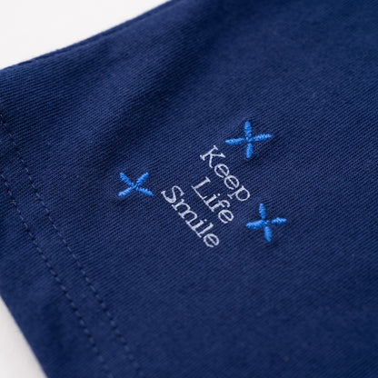 フリルハイネックTシャツ　NAVY