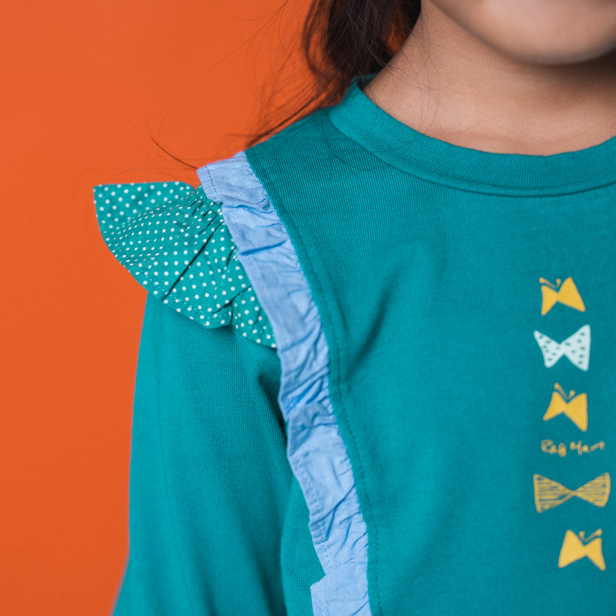 リボンフリルTシャツ　GREEN