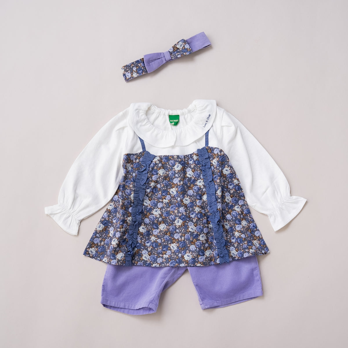 3ピースセット(チュニック・パンツ・ヘアバンド)　BLUE