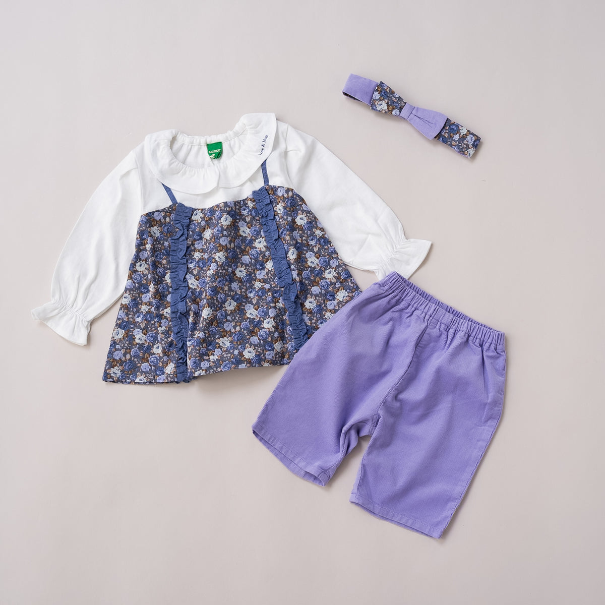 3ピースセット(チュニック・パンツ・ヘアバンド)　BLUE