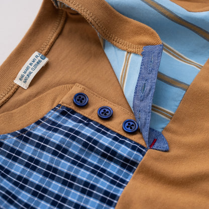 ヘンリーネックTシャツ　CAMEL