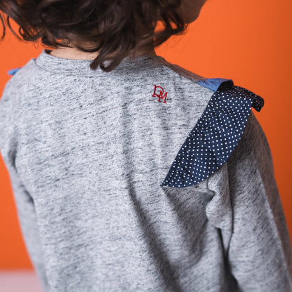 リボンフリルTシャツ　GRAY