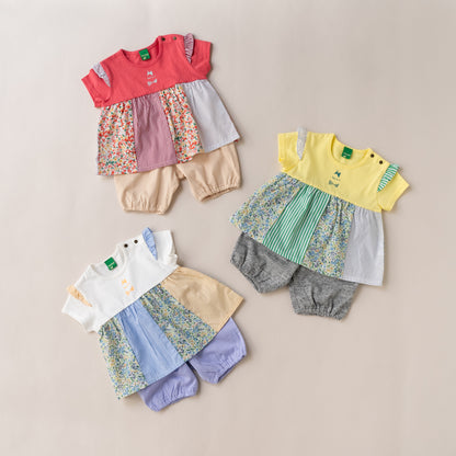 パッチワークTシャツ＆パンツセット　YELLOW