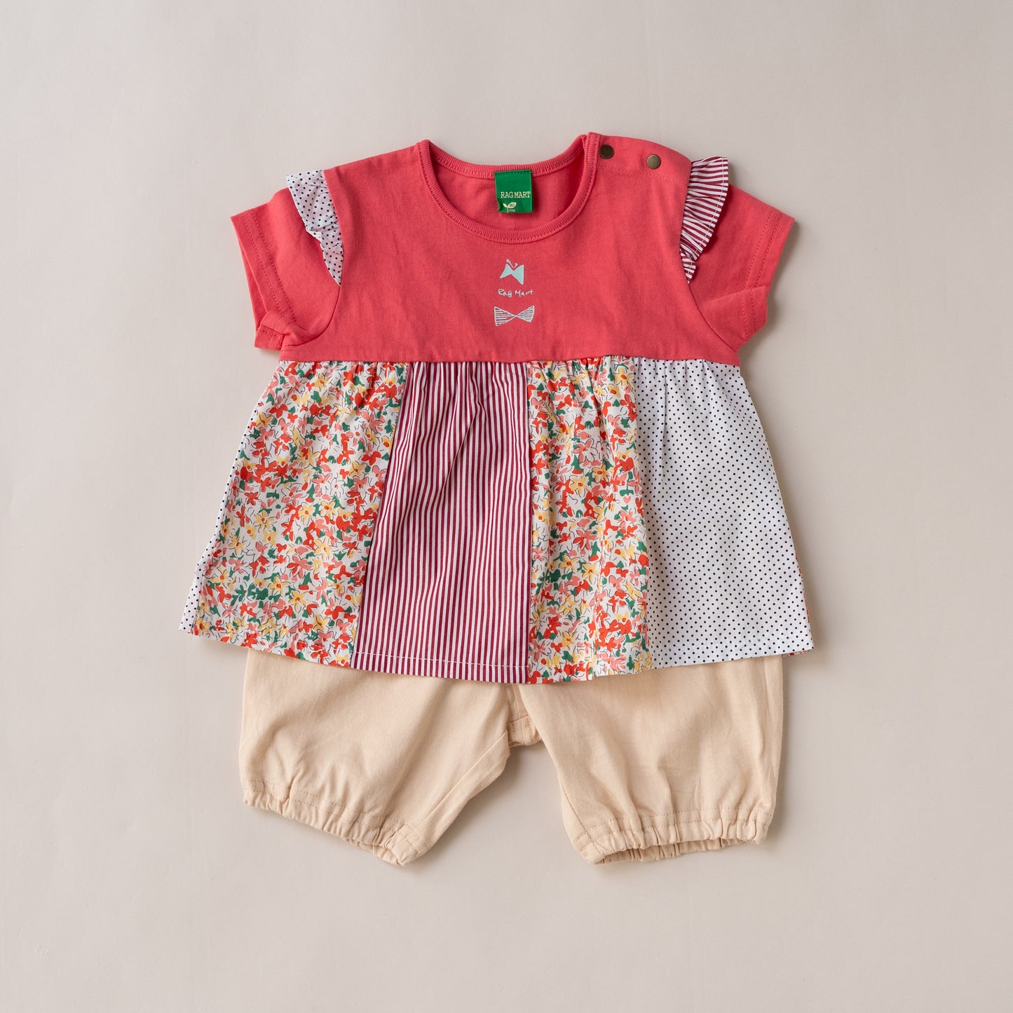 パッチワークTシャツ＆パンツセット　PINK