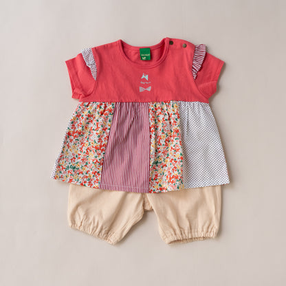 パッチワークTシャツ＆パンツセット　PINK