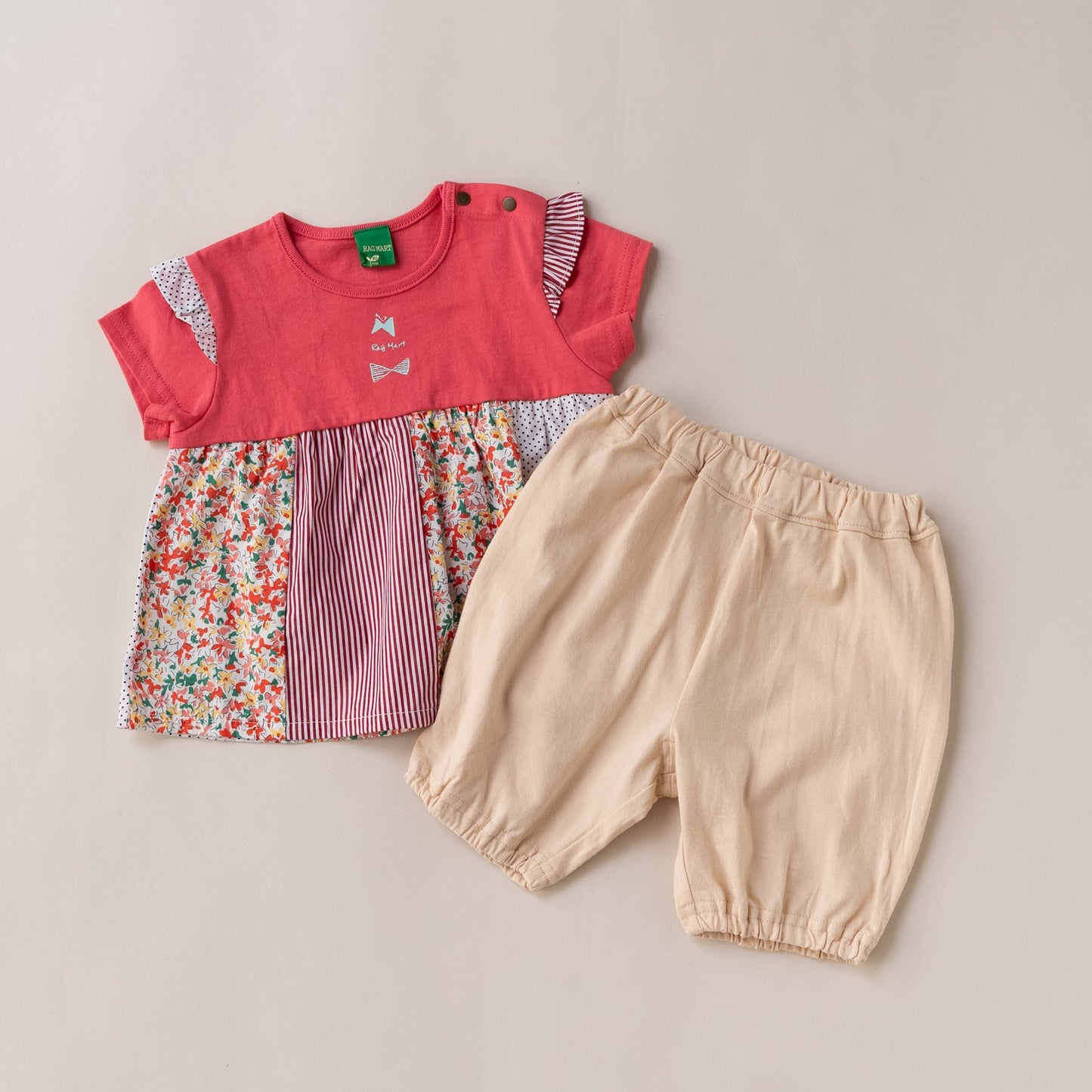 パッチワークTシャツ＆パンツセット　PINK