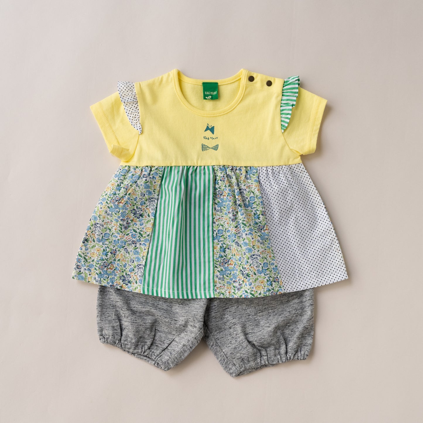 パッチワークTシャツ＆パンツセット　YELLOW