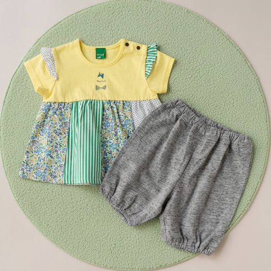 パッチワークTシャツ＆パンツセット　YELLOW