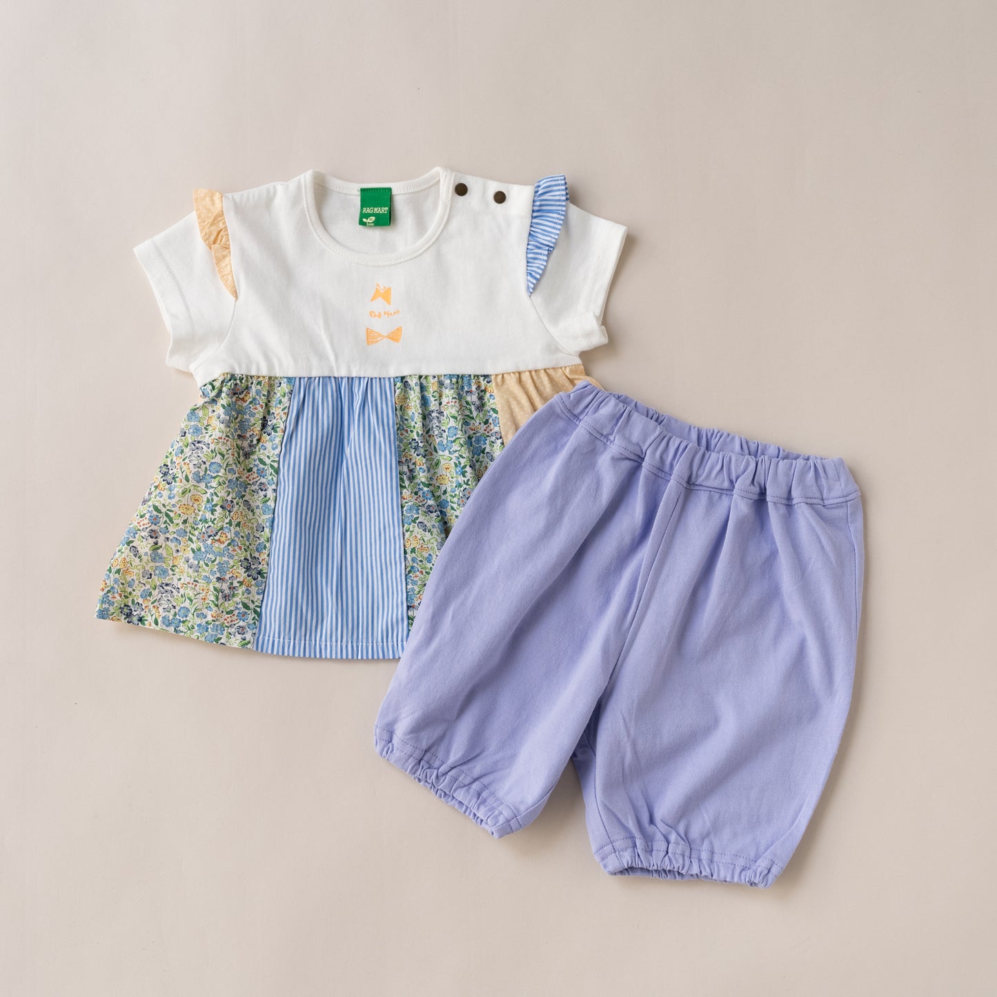 パッチワークTシャツ＆パンツセット　OFF-WHITE