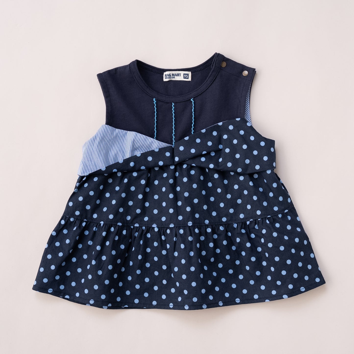 フレアタンクトップ【水玉】　NAVY