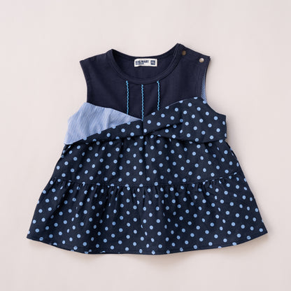 フレアタンクトップ【水玉】　NAVY