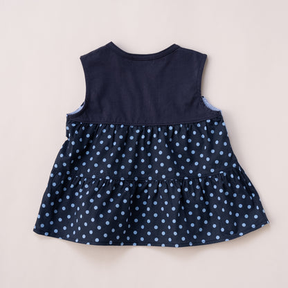 フレアタンクトップ【水玉】　NAVY