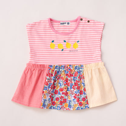 ボーダーフレンチスリーブTシャツ　PINK