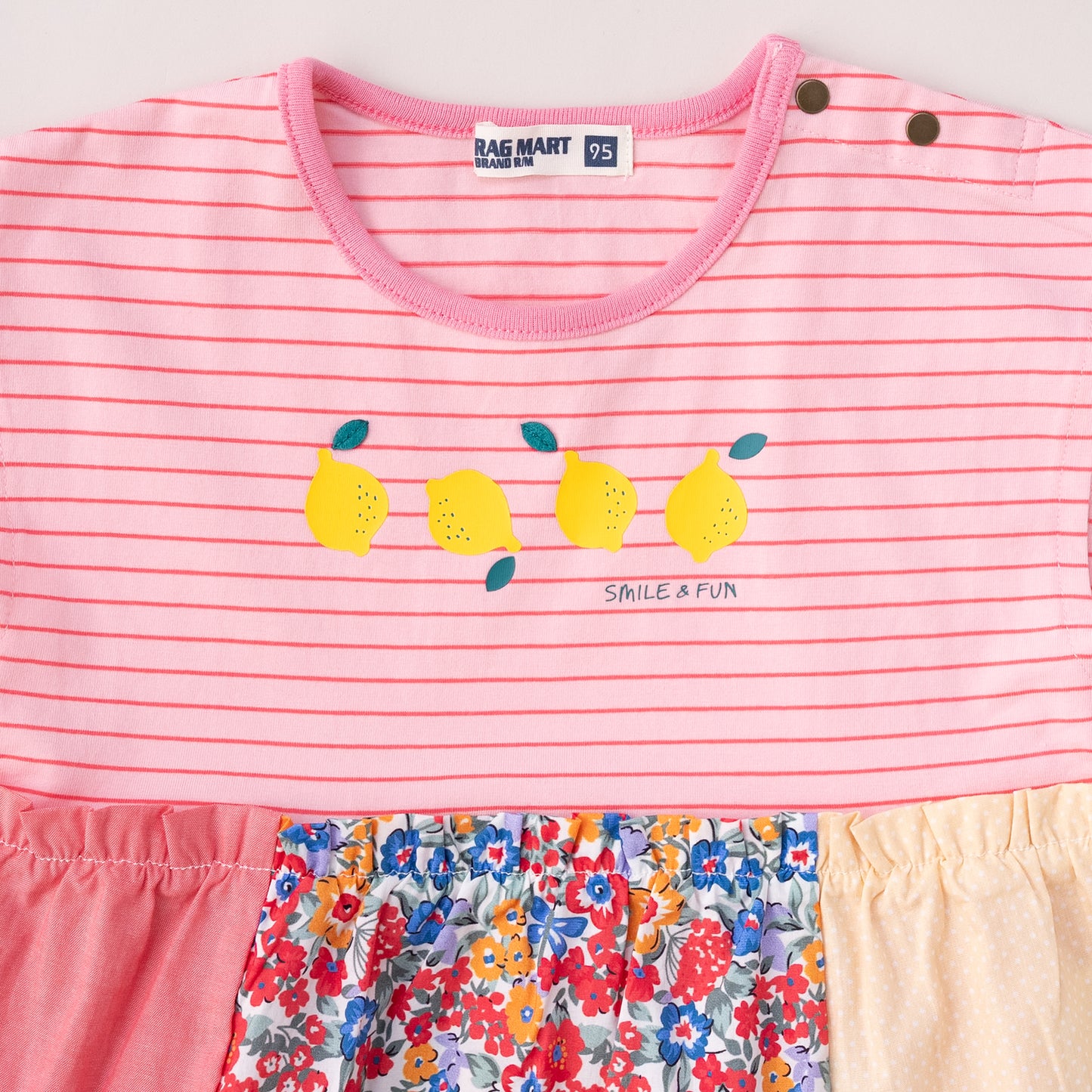 ボーダーフレンチスリーブTシャツ　PINK