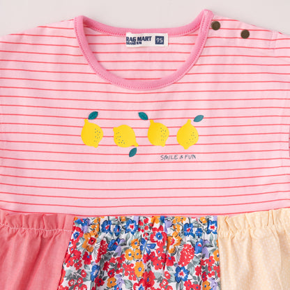 ボーダーフレンチスリーブTシャツ　PINK