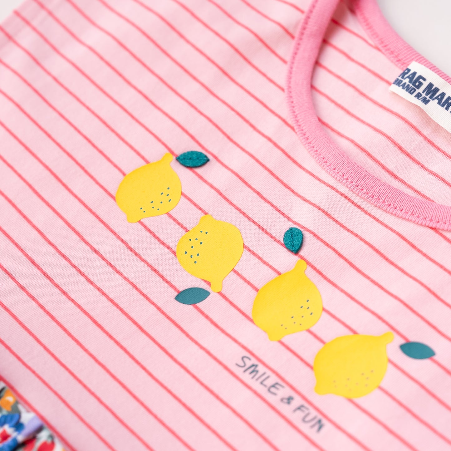 ボーダーフレンチスリーブTシャツ　PINK