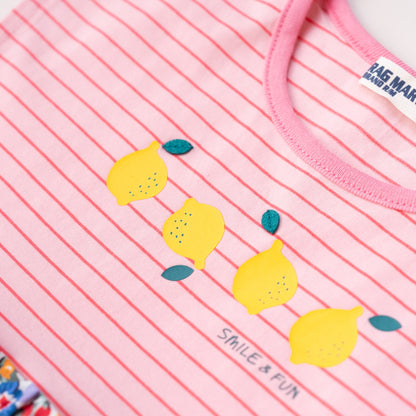 ボーダーフレンチスリーブTシャツ　PINK