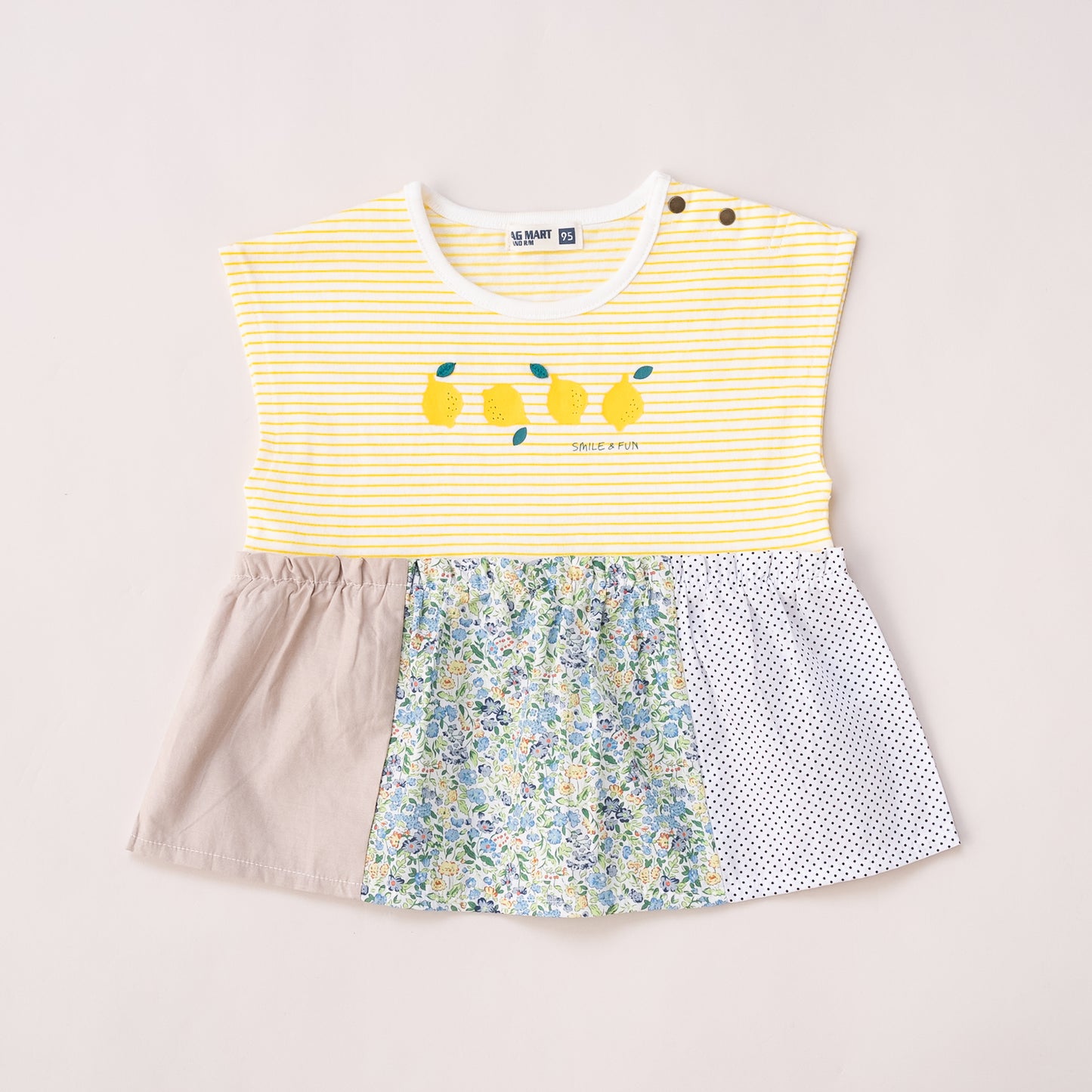 ボーダーフレンチスリーブTシャツ　YELLOW