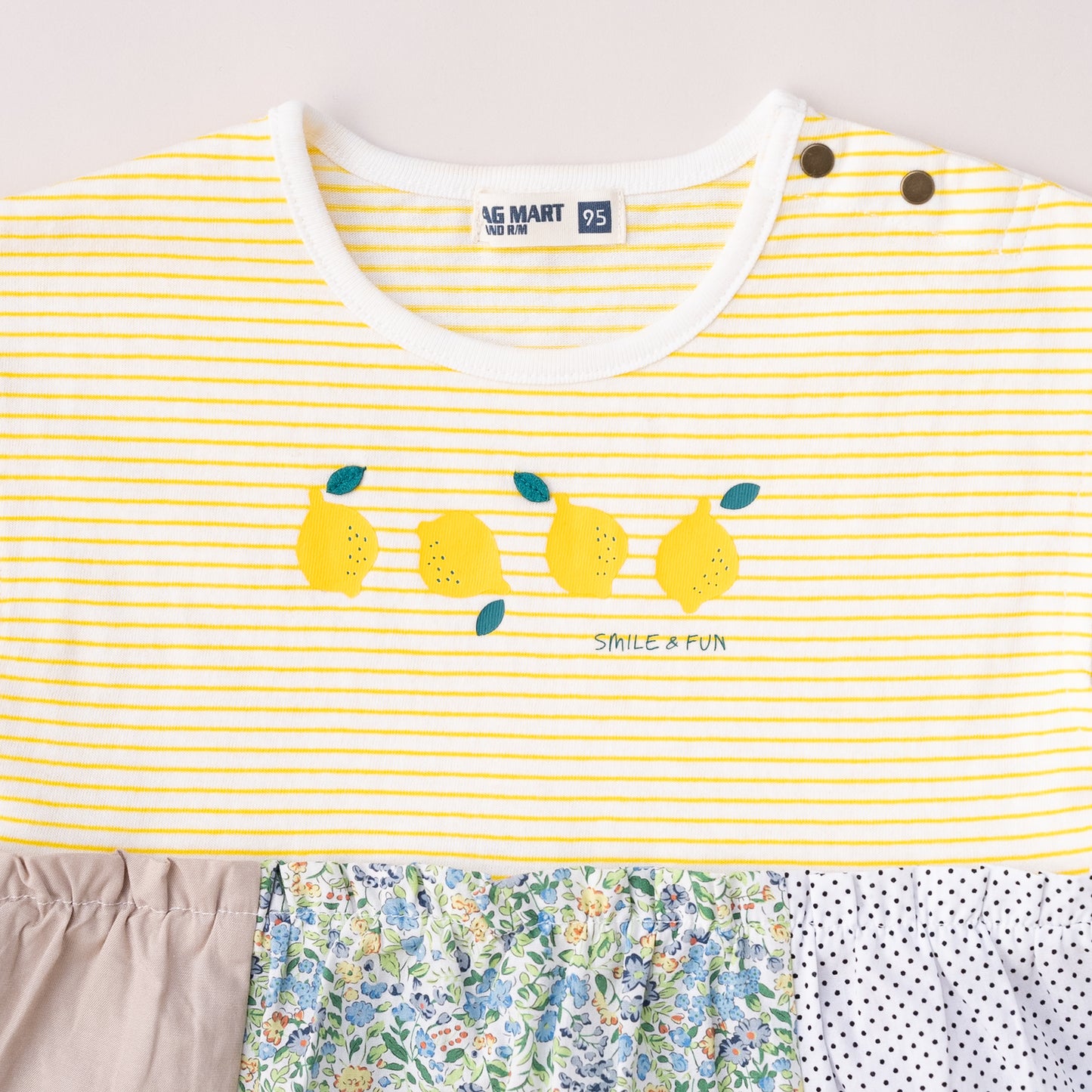 ボーダーフレンチスリーブTシャツ　YELLOW