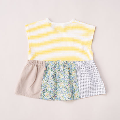 ボーダーフレンチスリーブTシャツ　YELLOW