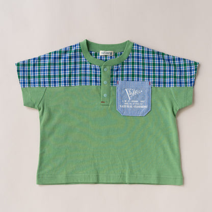 ヘンリーネックポケットTシャツ　KHAKI